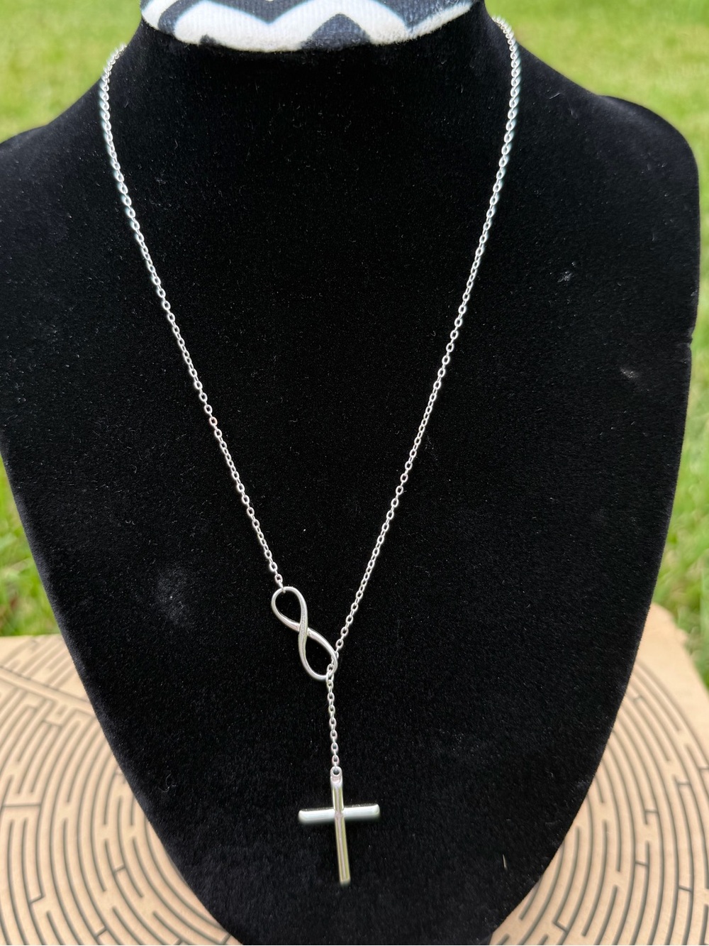 925 Sterling Silver Infinity Cross Pendant Necklace